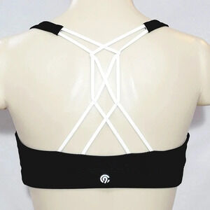 XS X-SMALL‎ Champion N9684 Strappy Cami Wire Free Sports Bra Black & White NWT
